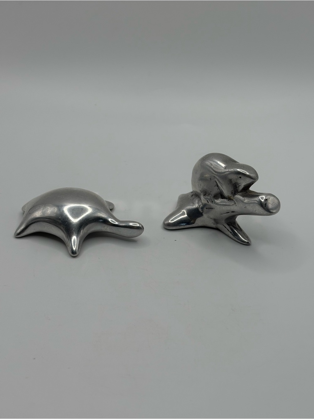 Two Mini VTG Hoselton Canada Sculpture Figurines  Aluminum Signed Beaver Turtle